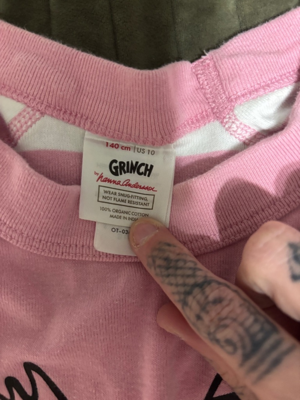 Pink Striped Girls' The Grinch Pajama Set - Picture 3 of 3